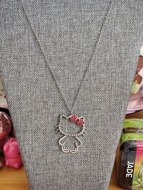 NEW Hello Kitty Necklace - Silver-Toned w/Red Bow